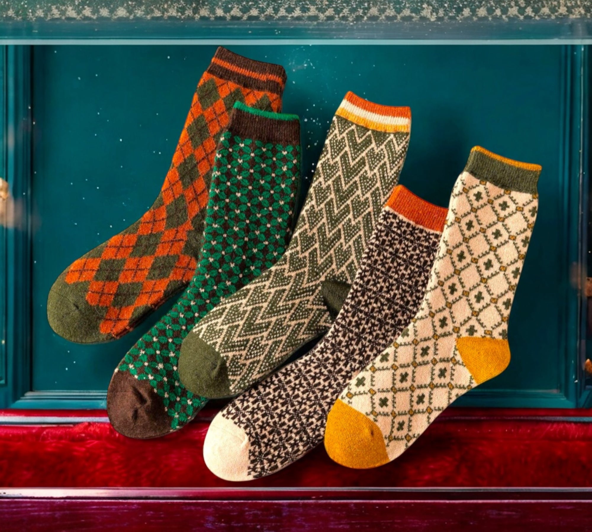Heritage Knit Wool Socks for Women & Girls - Cozy Vintage Winter Socks, Perfect Christmas Gift