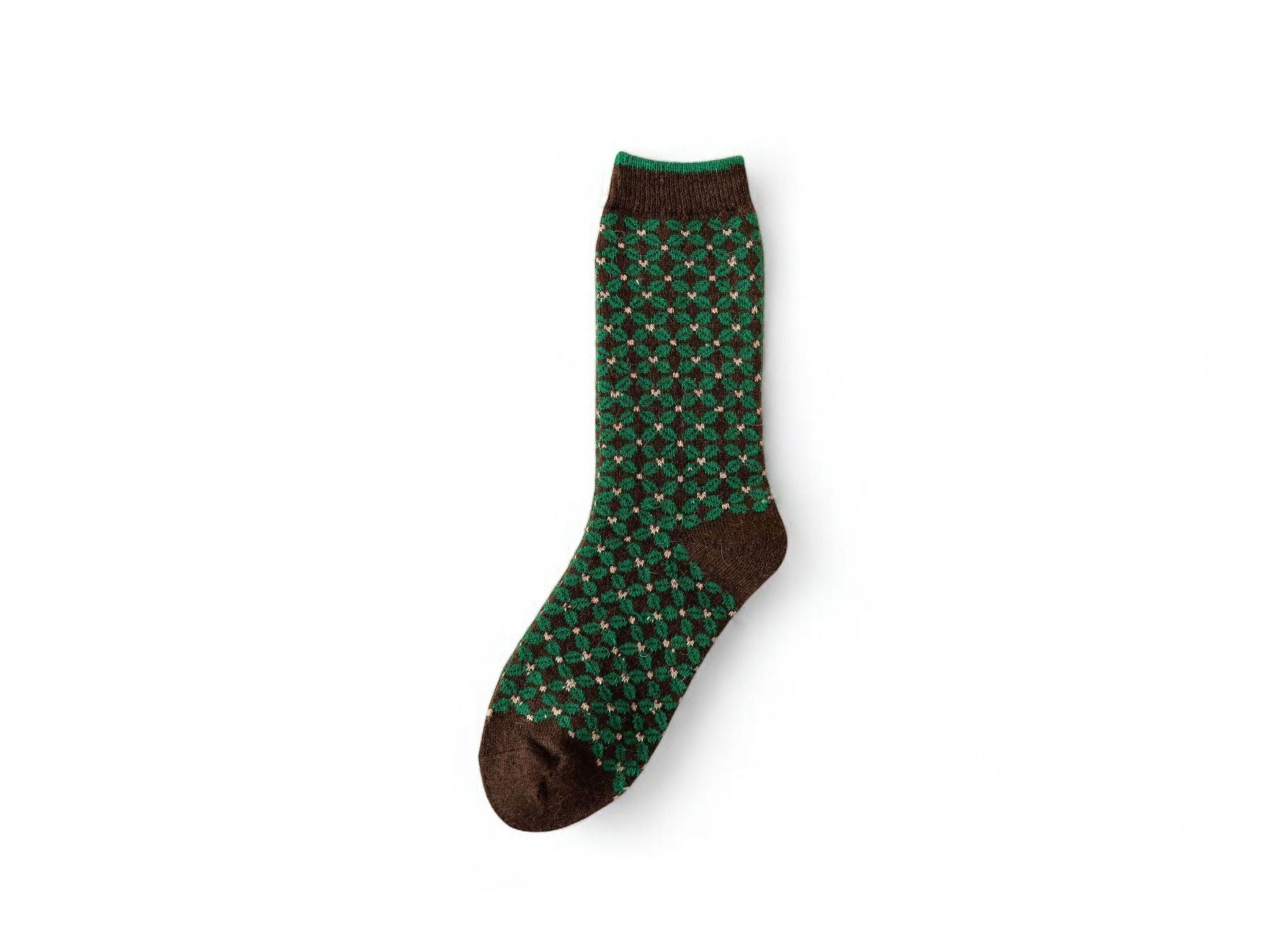 Vintage Quatrefoil Pattern Knit Socks for Women & Girls