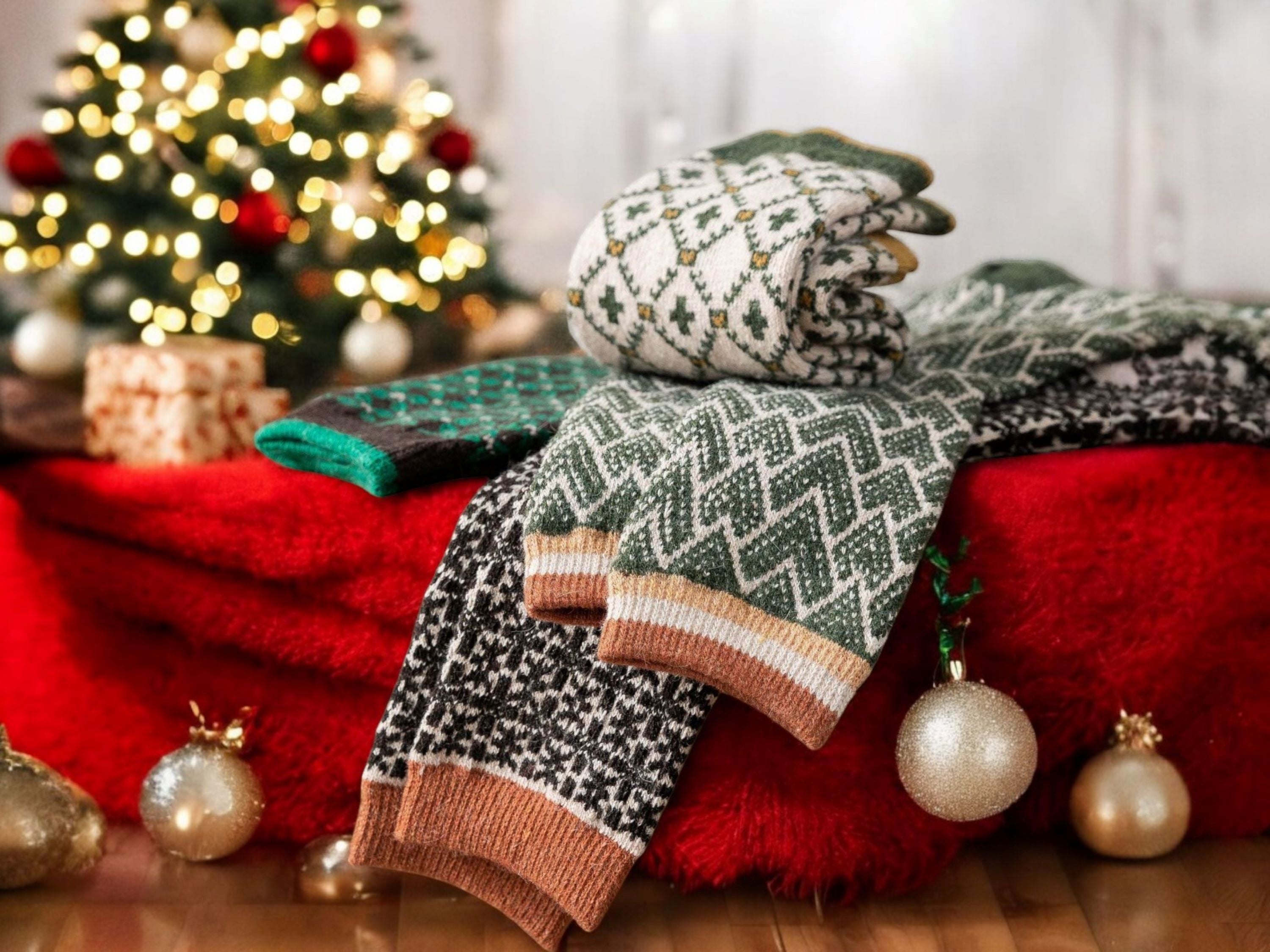 Heritage Knit Wool Socks for Women & Girls - Cozy Vintage Winter Socks, Perfect Christmas Gift