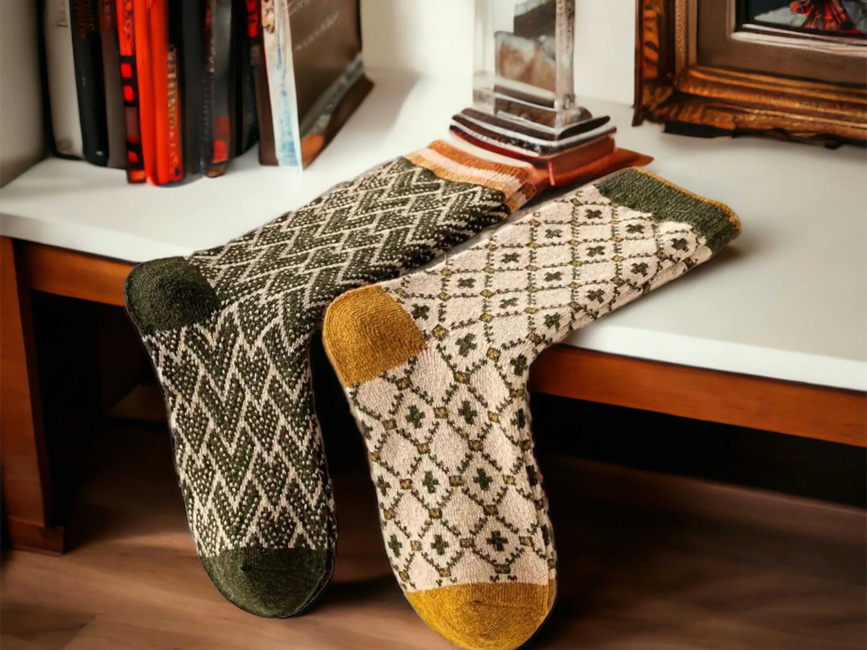 Heritage Knit Wool Socks for Women & Girls - Cozy Vintage Winter Socks, Perfect Christmas Gift