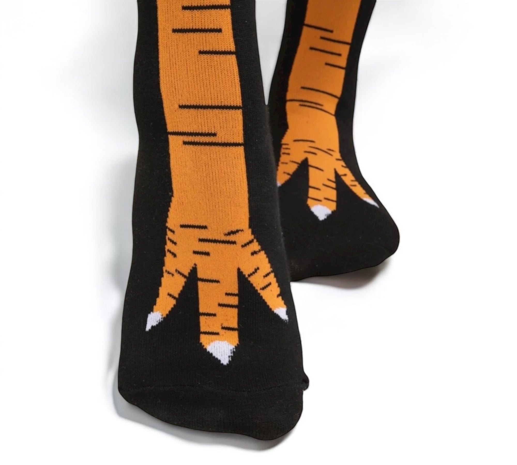 Playful Chicken Leg Socks styled for quirky Thanksgiving outfits.